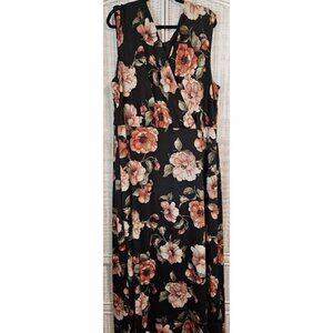Plus Size Meri Skye Floral V Neck Crossover Lined Maxi Dress